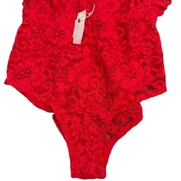 We Are HAH Comin' In HAHt Lace Bodysuit Coming Hot Siren Red - Size Small - $88 - Picture 5 of 10